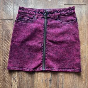 Hot Topic Red Acid Wash Jean Mini Skirt